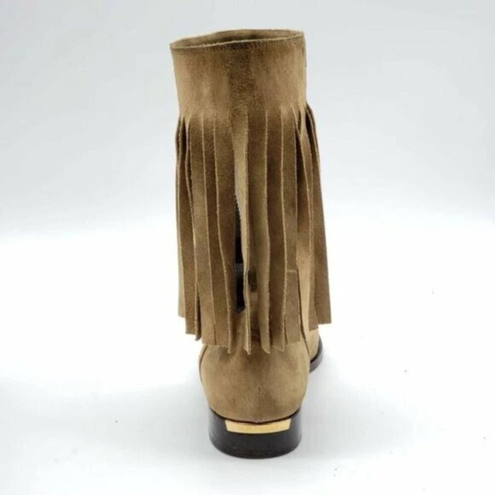 Burberry Light Brown Suede Norland Fringed Boots 260-082925 - Picture 5 of 12